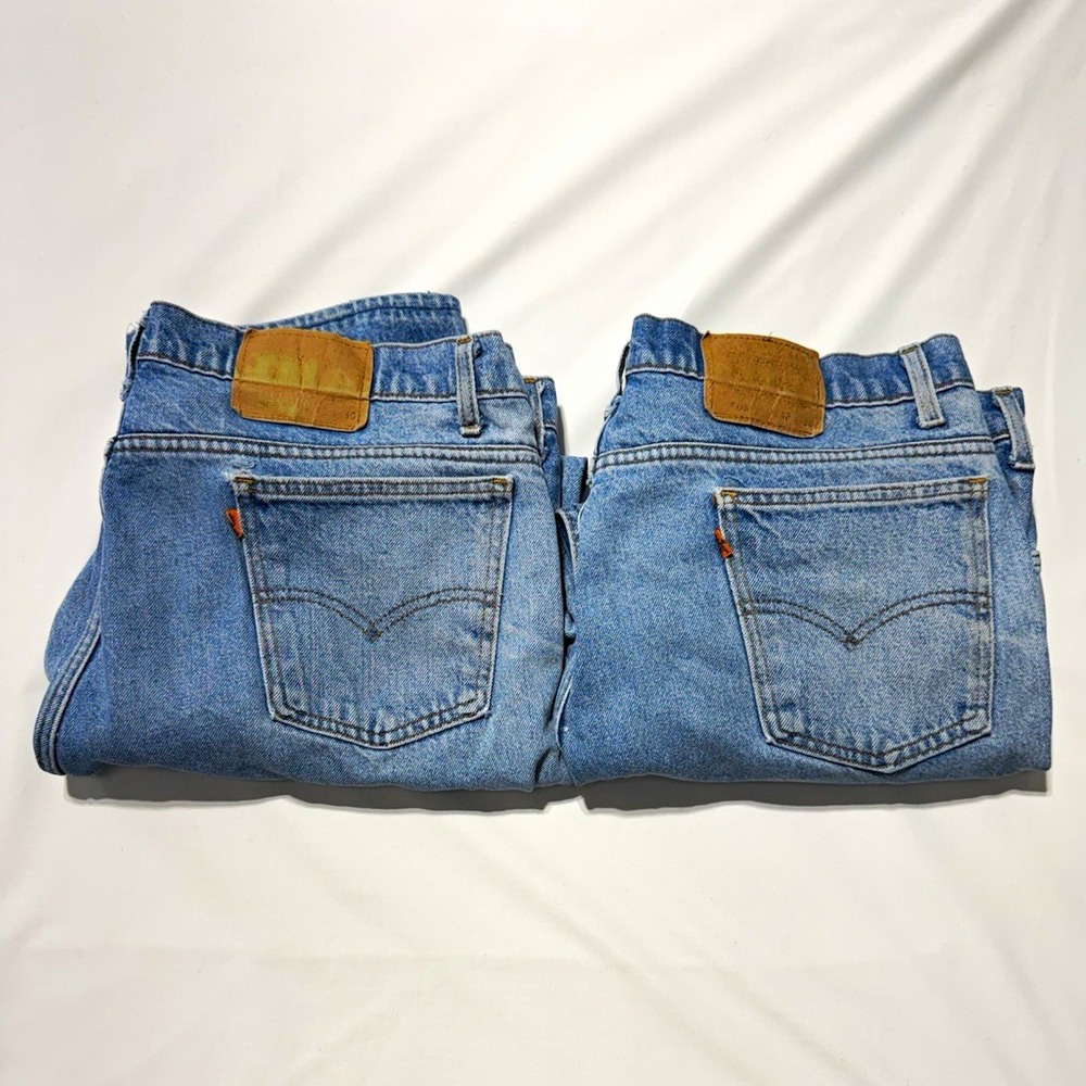 Vintage Levi's 505 Orange Tab Jeans Made in USA Distressed W42 L30 Lot of 2